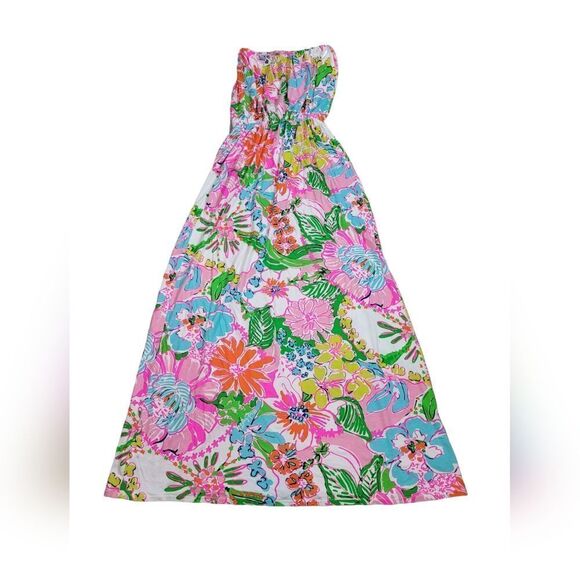 LILLY PULITZER for Target Strapless Jersey Maxi Dress in Nosey Posey Print - Picture 1 of 7